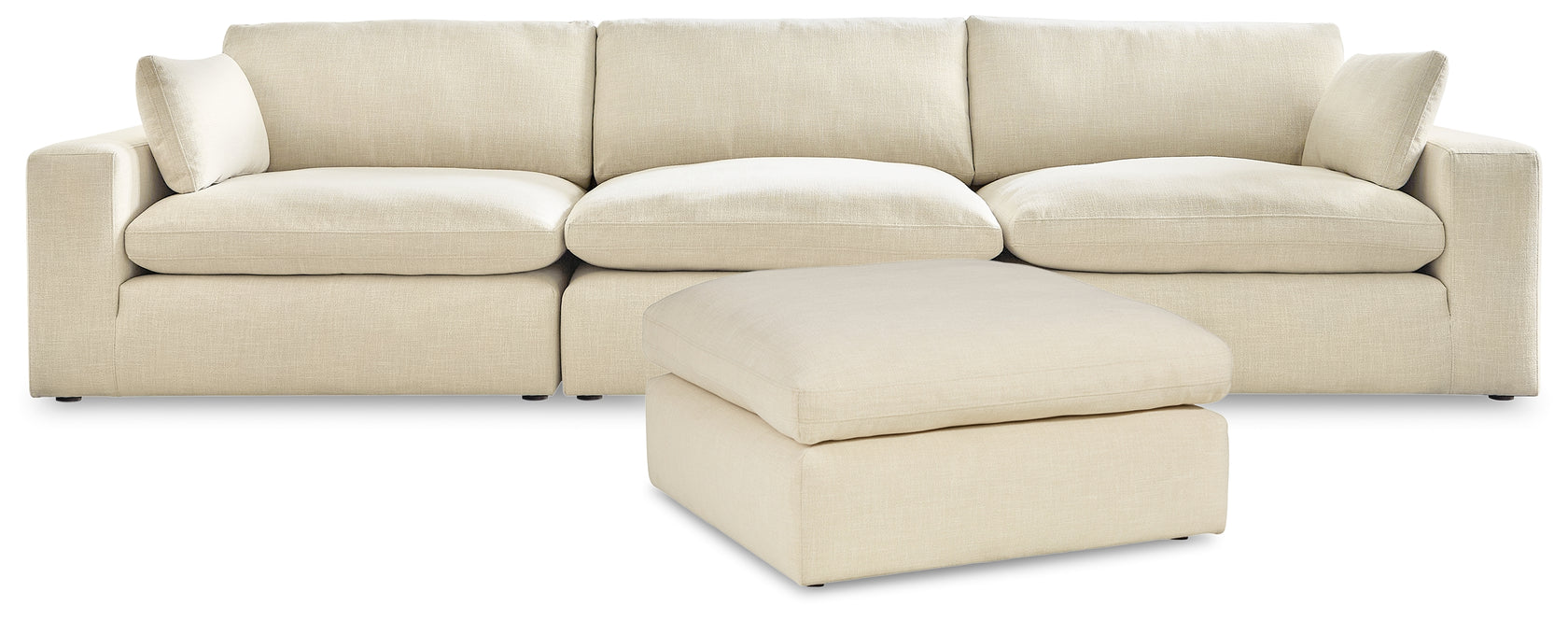 Elyza Linen 3-Piece Sectional with Ottoman from Ashley - Luna Furniture