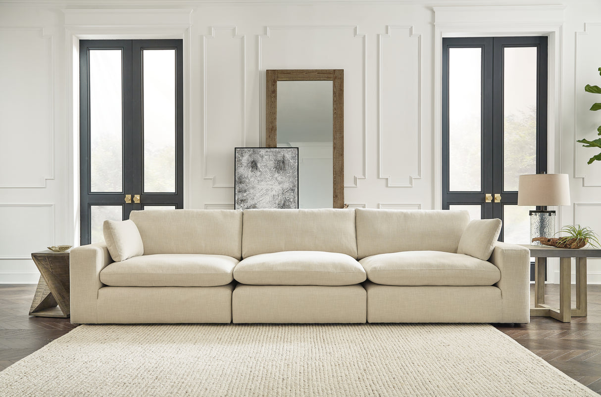 Elyza Linen 3-Piece Sectional with Ottoman from Ashley - Luna Furniture