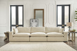 Elyza Linen 3-Piece Sectional with Ottoman from Ashley - Luna Furniture