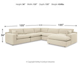 Elyza Linen 5-Piece Sectional with Ottoman from Ashley - Luna Furniture