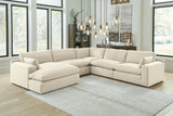 Elyza Linen 5-Piece Sectional with Ottoman from Ashley - Luna Furniture