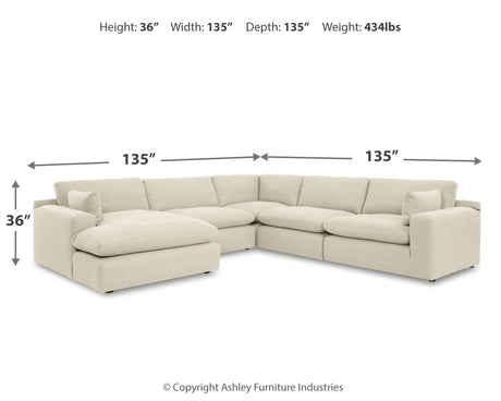 Elyza Linen 5-Piece Sectional with Ottoman from Ashley - Luna Furniture