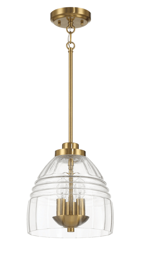 Ember Three Candle Lights Chain Pendant With Clear Glass - Satin Brass from Midinmod - Luna Furniture