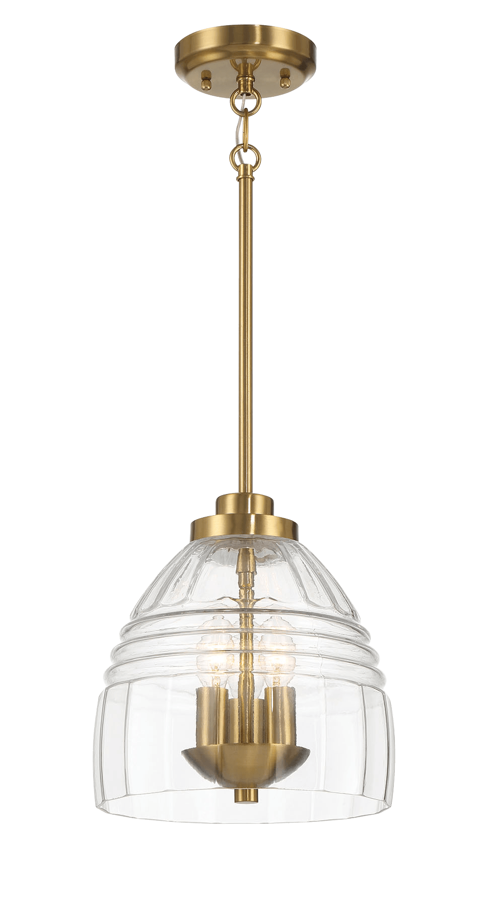 Ember Three Candle Lights Chain Pendant With Clear Glass - Satin Brass from Midinmod - Luna Furniture