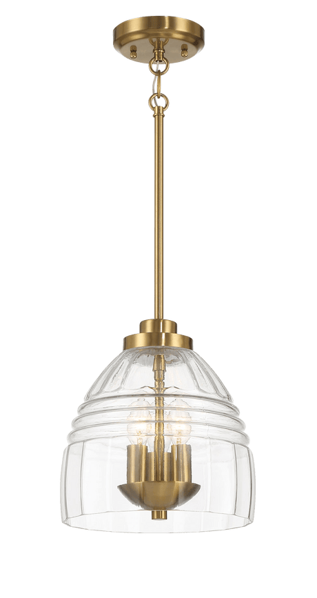 Ember Three Candle Lights Chain Pendant With Clear Glass - Satin Brass from Midinmod - Luna Furniture