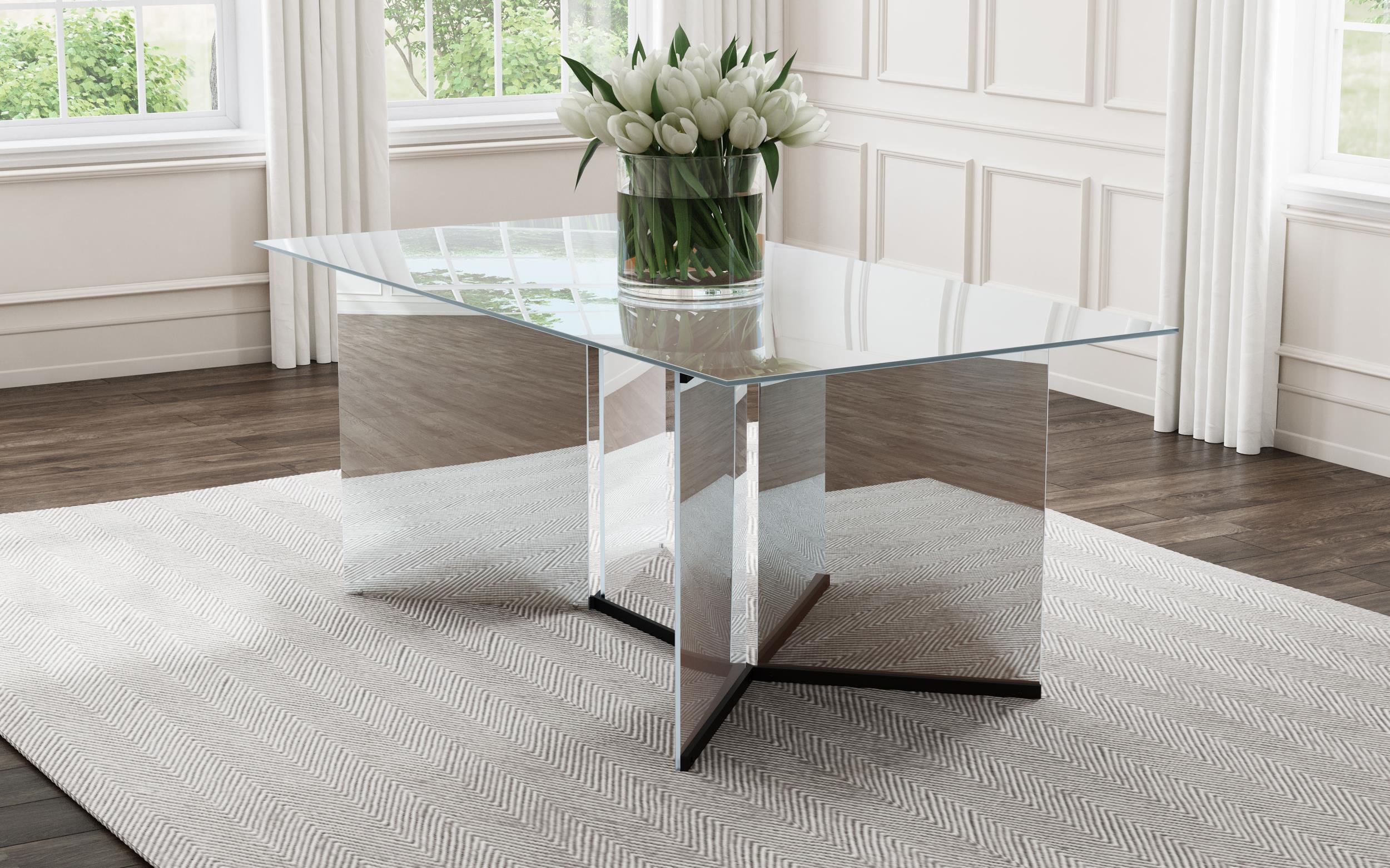 Coaster Emery Silver 76-inch Rectangular Mirrored Dining Table