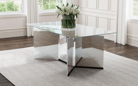 Emery Silver 76-inch Rectangular Mirrored Dining Table from Coaster - Luna Furniture