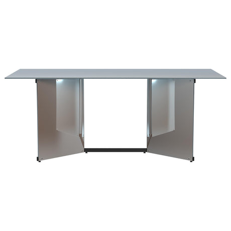 Emery Silver 76-inch Rectangular Mirrored Dining Table from Coaster - Luna Furniture