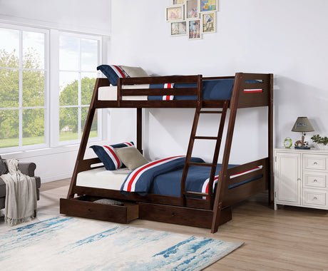 Emilee Espresso Twin/Full Bunk Bed from Furniture of America - Luna Furniture