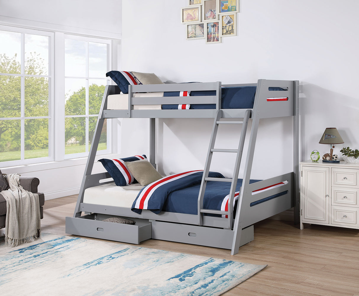 Emilee Gray Twin/Full Bunk Bed from Furniture of America - Luna Furniture