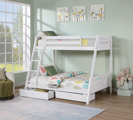 Emilee White Twin/Full Bunk Bed from Furniture of America - Luna Furniture