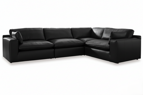 Emilia Black 4-Piece Leather Modular Sectional from Ashley - Luna Furniture