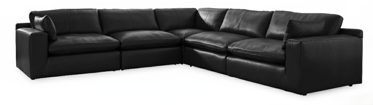 Emilia Black 5-Piece Leather Modular Sectional from Ashley - Luna Furniture