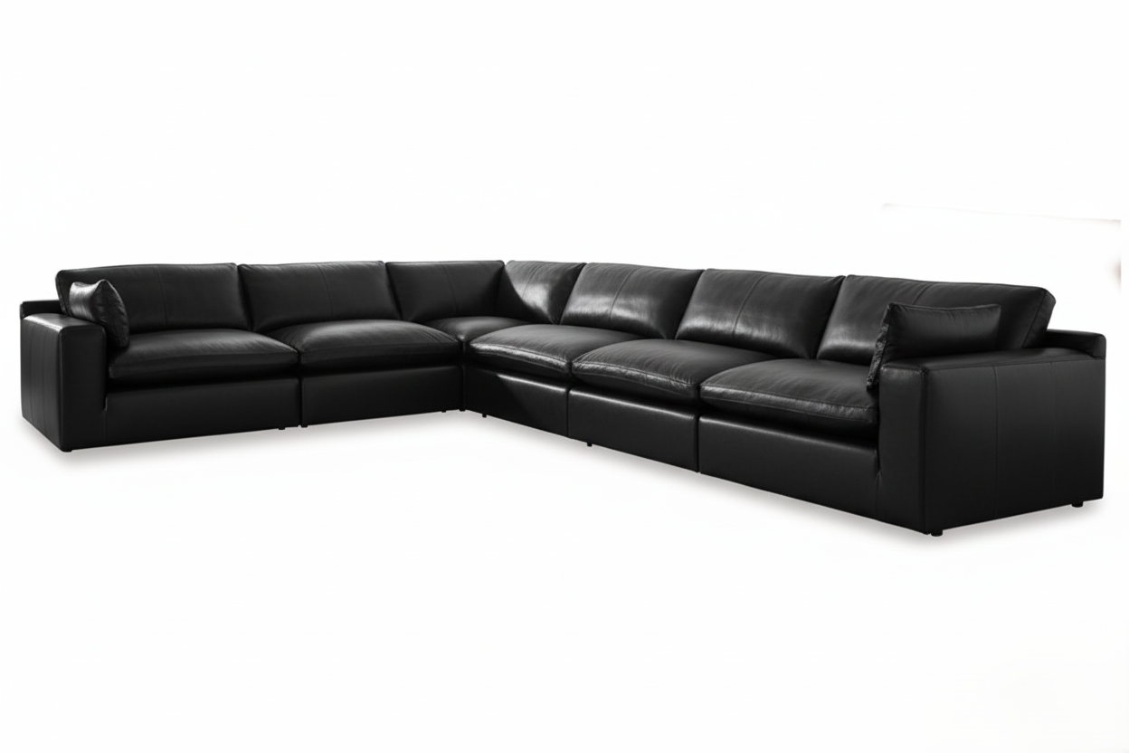 Emilia Black 6-Piece Leather Modular Sectional from Ashley - Luna Furniture