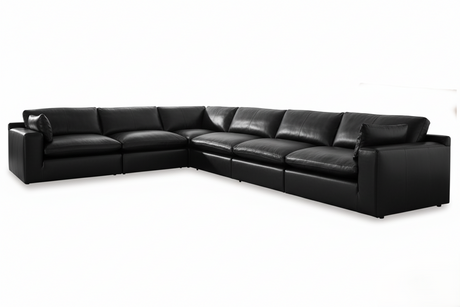 Emilia Black 6-Piece Leather Modular Sectional from Ashley - Luna Furniture