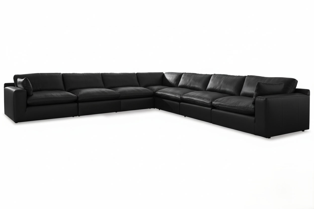 Emilia Black 7-Piece Leather Modular Sectional from Ashley - Luna Furniture
