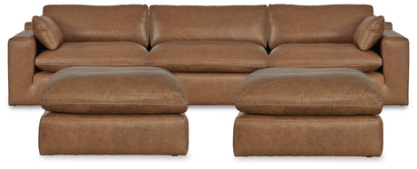 Emilia Caramel 3-Piece Sectional and 2 Ottomans from Ashley - Luna Furniture