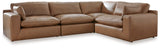 Emilia Caramel 4-Piece Sectional with Ottoman from Ashley - Luna Furniture