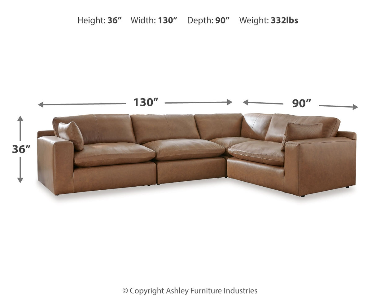 Emilia Caramel 4-Piece Sectional with Ottoman from Ashley - Luna Furniture