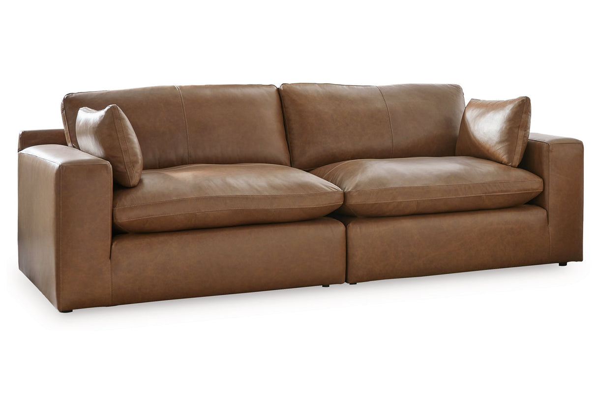 Emilia Caramel Leather 2-Piece Loveseat from Ashley - Luna Furniture