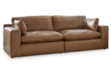 Emilia Caramel Leather 2-Piece Loveseat from Ashley - Luna Furniture