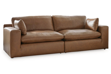 Emilia Caramel Leather 2-Piece Loveseat from Ashley - Luna Furniture
