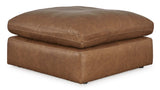 Emilia Caramel Leather 3-Piece Modular Sectional with Ottoman from Ashley - Luna Furniture