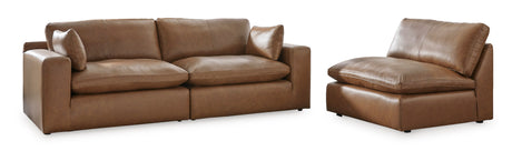 Emilia Caramel Leather 3-Piece Sofa from Ashley - Luna Furniture