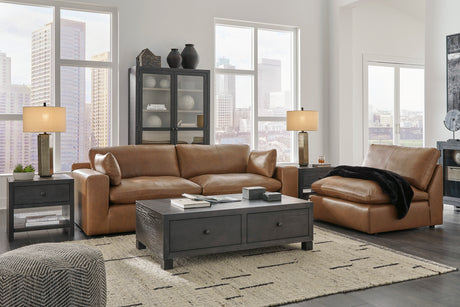 Emilia Caramel Leather 3-Piece Sofa from Ashley - Luna Furniture