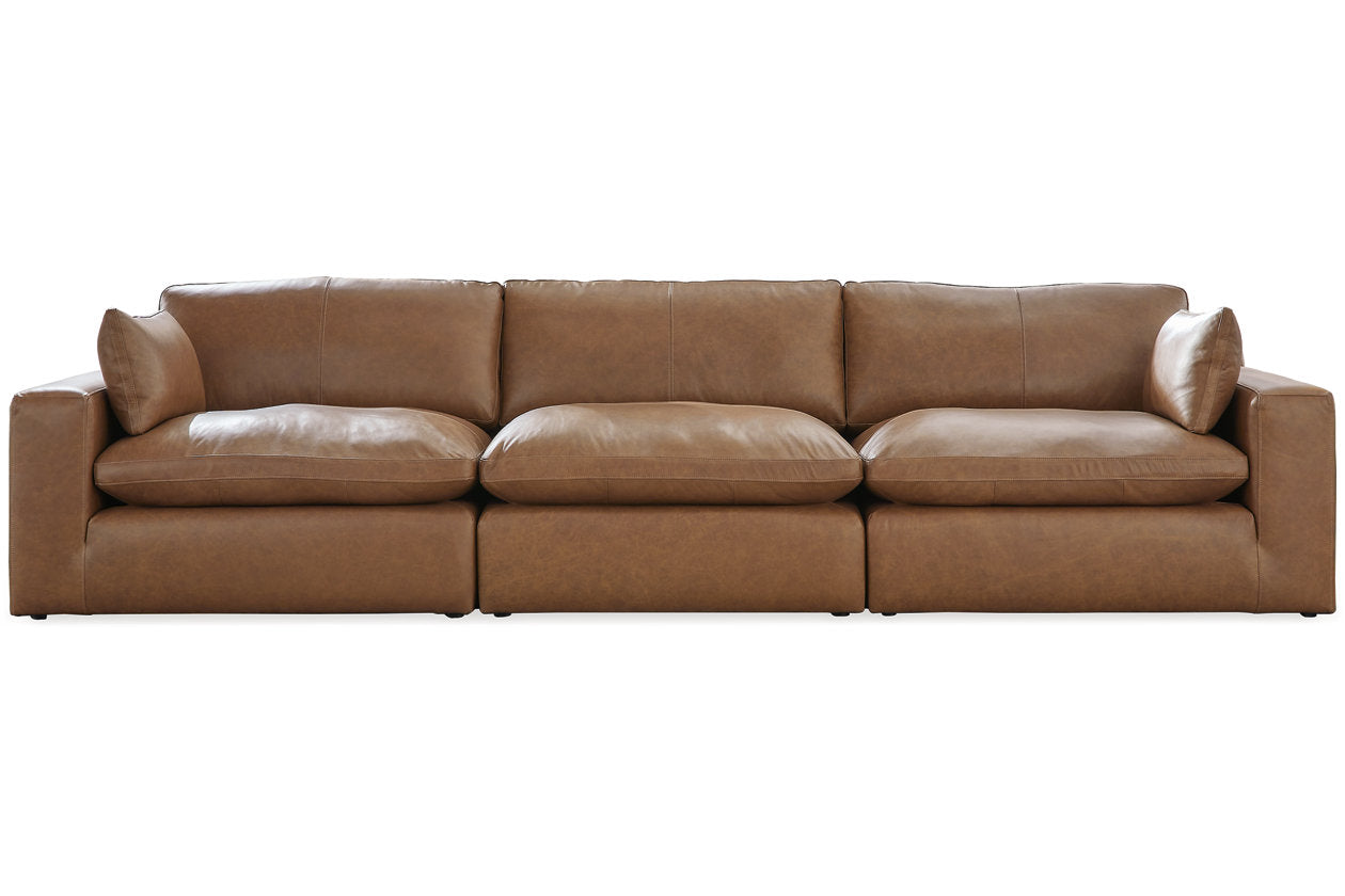 Ashley Emilia Caramel Leather 3-Piece Sofa – Luna Furniture