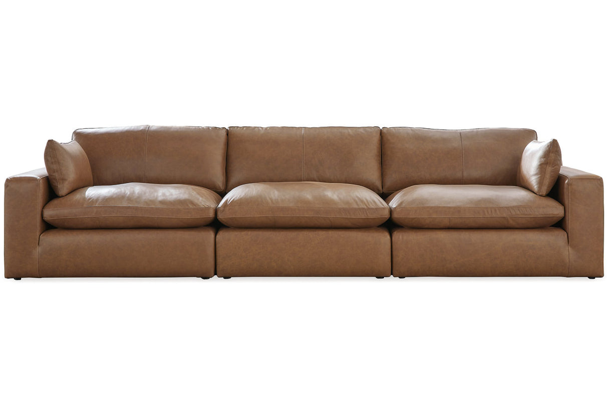 Emilia Caramel Leather 3-Piece Sofa from Ashley - Luna Furniture