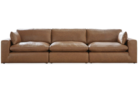 Emilia Caramel Leather 3-Piece Sofa from Ashley - Luna Furniture