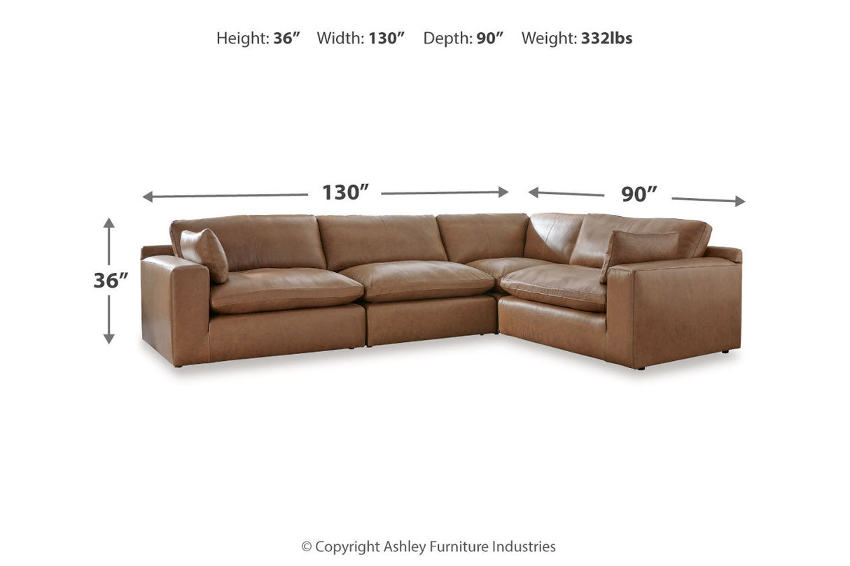 Emilia Caramel Leather 4-Piece Modular Sectional from Ashley - Luna Furniture