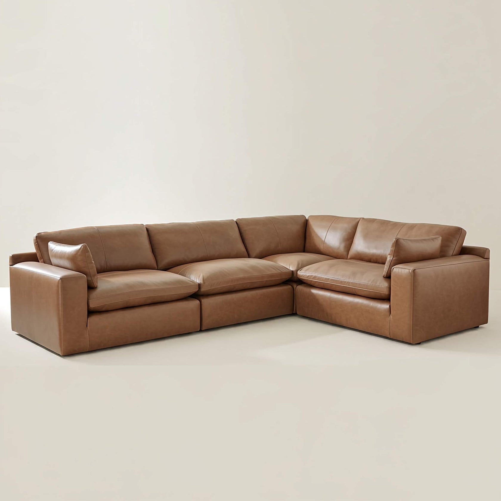Emilia Caramel Leather 4-Piece Modular Sectional from Ashley - Luna Furniture