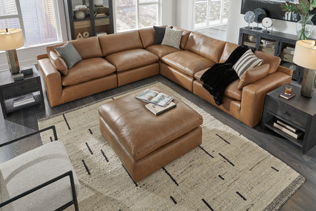 Emilia Caramel Leather 5-Piece Modular Sectional from Ashley - Luna Furniture