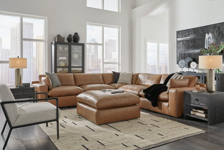 Emilia Caramel Leather 5-Piece Modular Sectional from Ashley - Luna Furniture