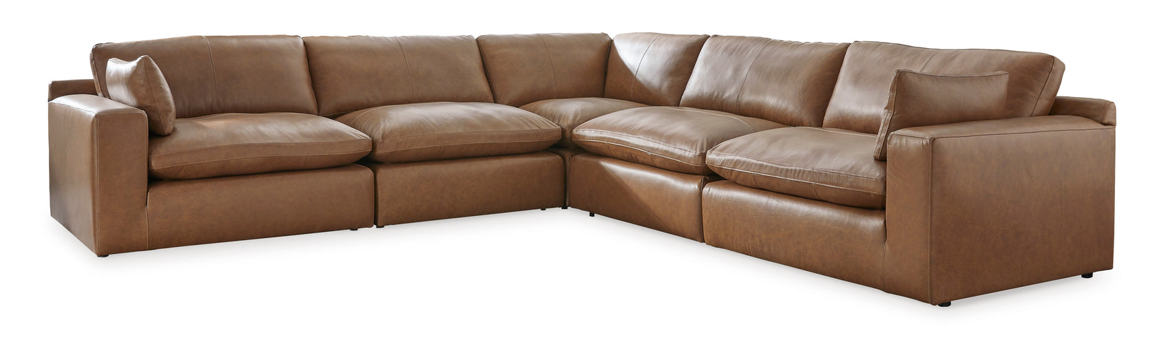 Emilia Caramel Leather 5-Piece Modular Sectional from Ashley - Luna Furniture