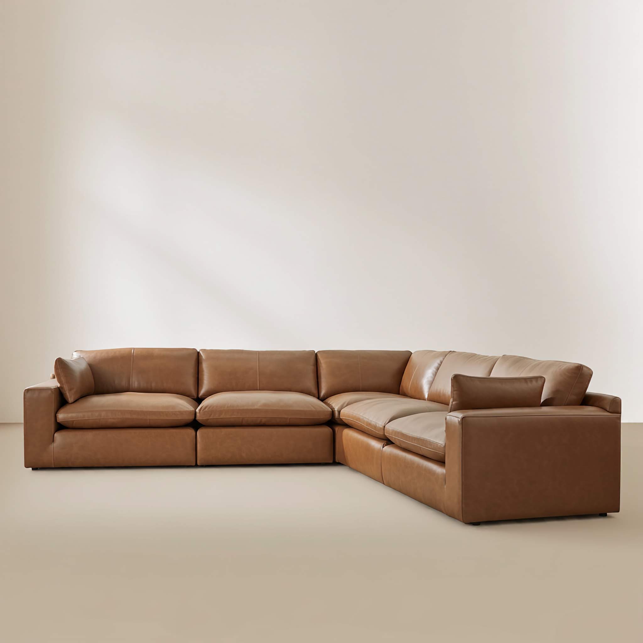 Emilia Caramel Leather 5-Piece Modular Sectional – Luna Furniture