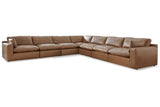 Emilia Caramel Leather 7-Piece Modular Sectional from Ashley - Luna Furniture