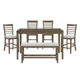 Emilia Light Brown 6-Piece Counter Height Set from Homelegance - Luna Furniture