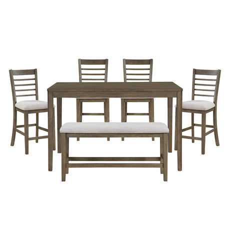 Emilia Light Brown 6-Piece Counter Height Set from Homelegance - Luna Furniture