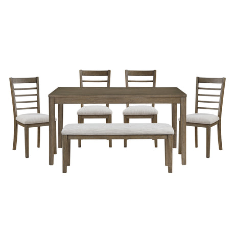 Emilia Light Brown 6-Piece Dining Set from Homelegance - Luna Furniture