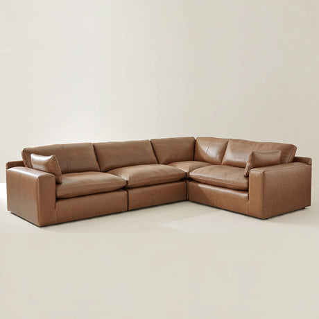 Emilia Caramel Leather 4-Piece Modular Sectional from Ashley - Luna Furniture