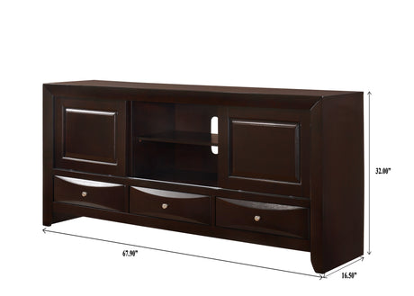 Emily Dark Cherry 68" TV Stand from Crown Mark - Luna Furniture