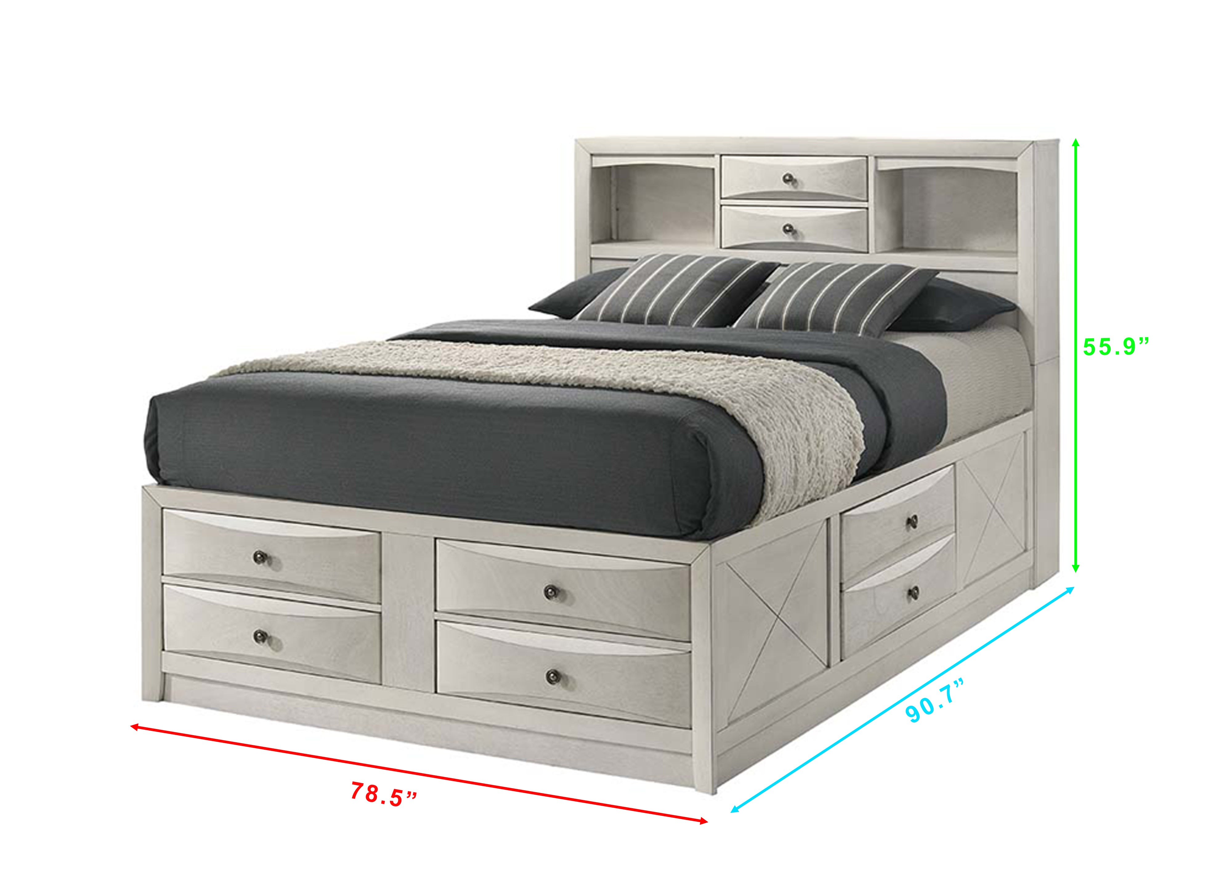 Emily White Storage Platform Bedroom Set – Luna Furniture