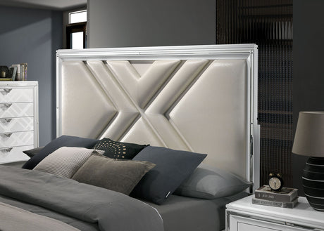 Emmeline White LED King Storage Platform Bed from Furniture of America - Luna Furniture