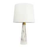 Enclave Hydro Black Table Lamp with On/Off Switch Faux Marble Base Fabric Shade from Midinmod - Luna Furniture