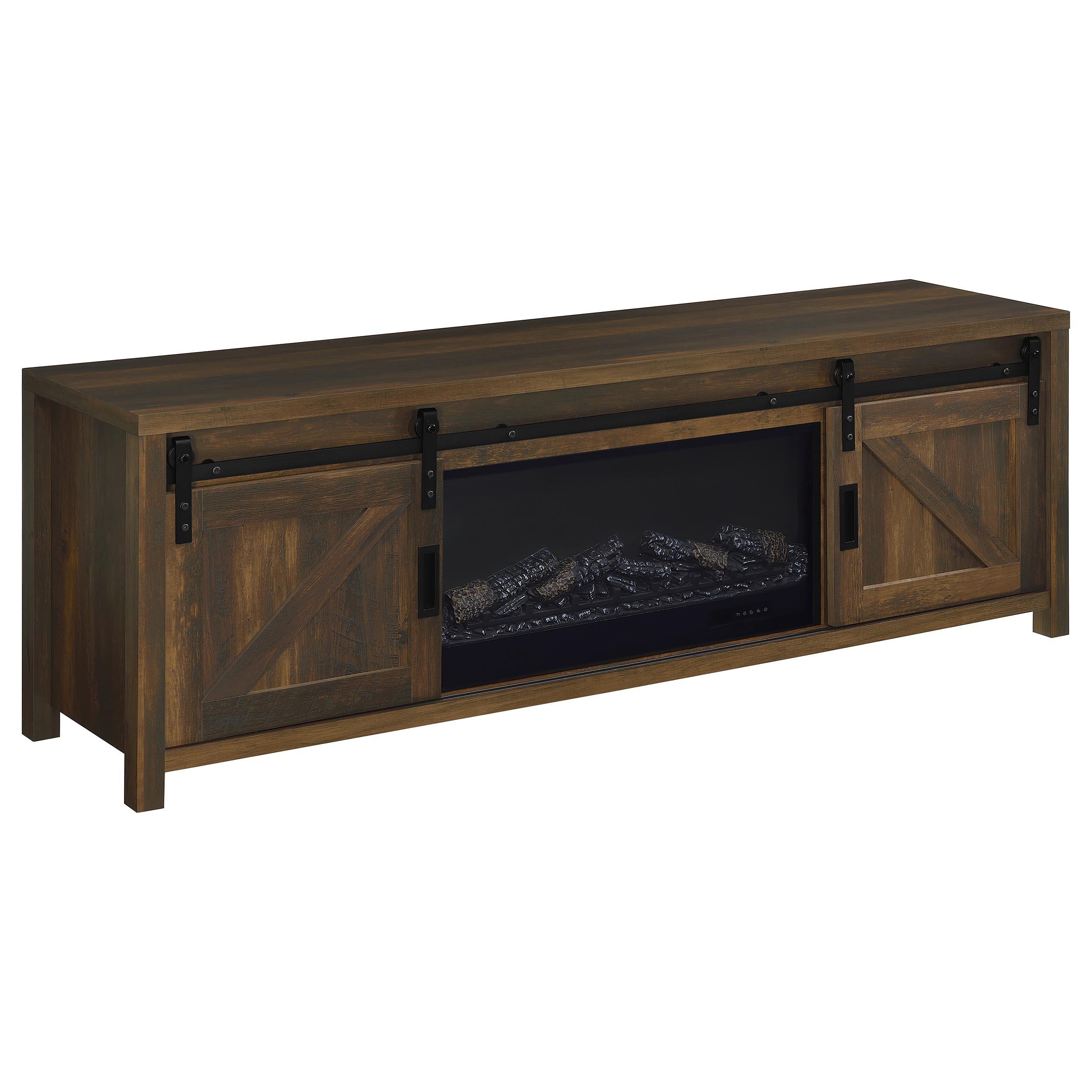 Enfield Dark Pine 71-inch TV Stand Fireplace Media Console – Luna