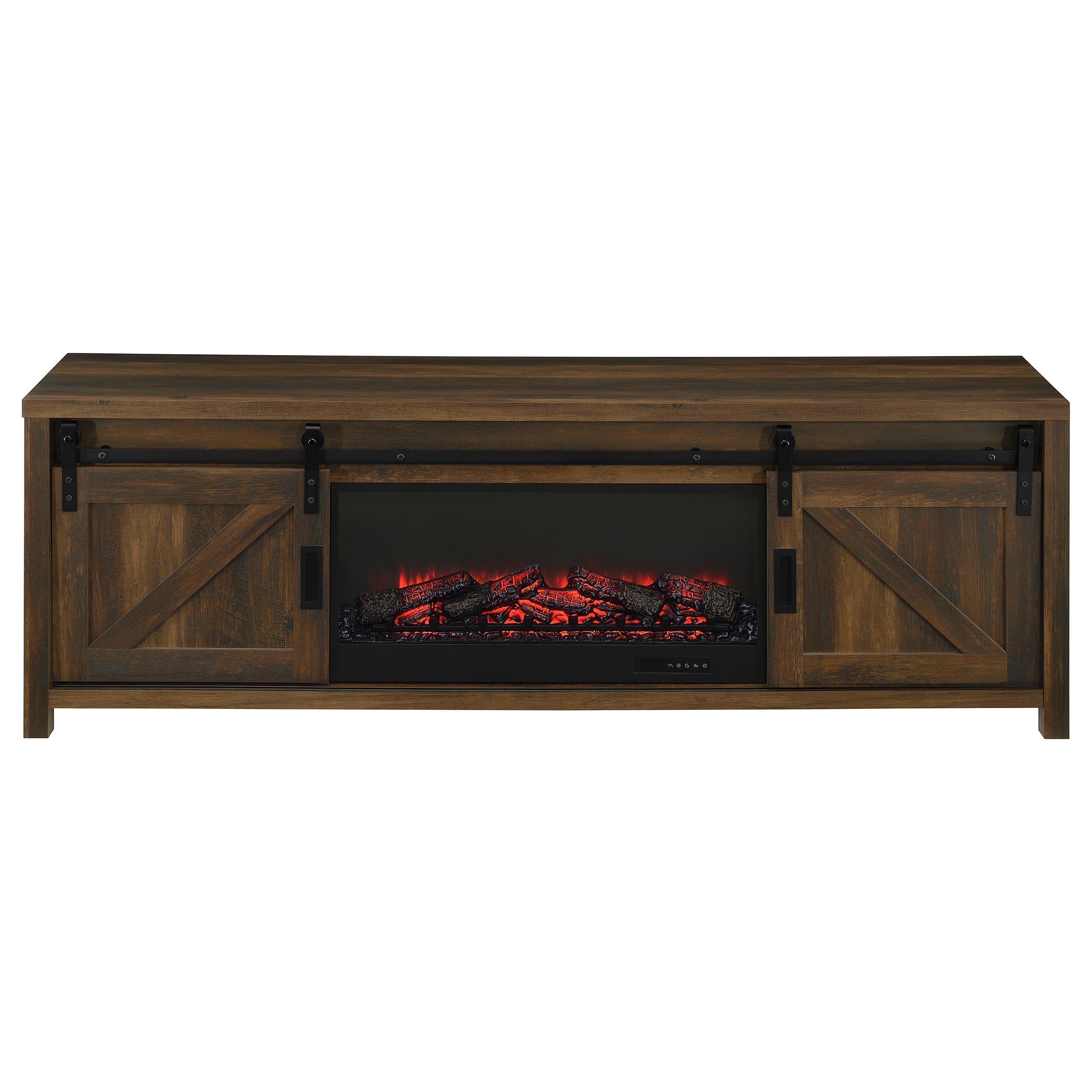 Enfield Dark Pine 71-inch TV Stand Fireplace Media Console – Luna