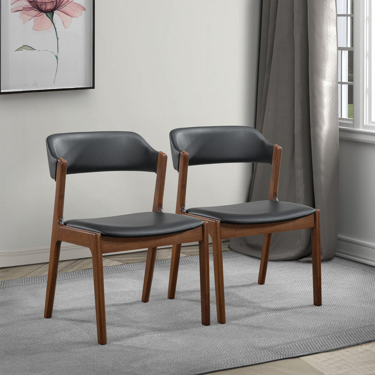 Enzo Black Leather Dining Chair (Set of 2) from Ashcroft Furniture - Luna Furniture